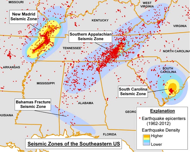 SE_USA Seismic Zones SE_USA Seismic Zones